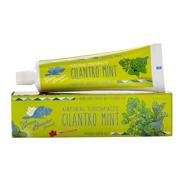 Tube of Green Beaver Natural Toothpaste Cilantro Mint 75 mL
