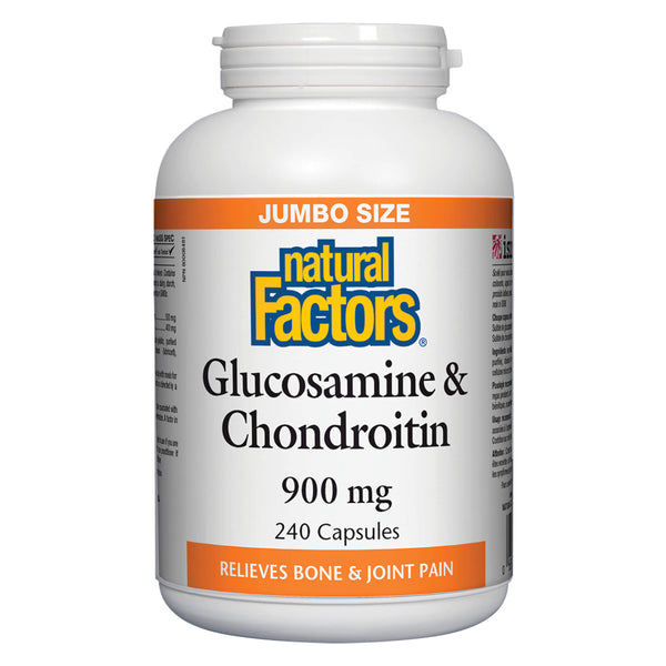 Bottle of Natural Factors Glucosamine & Chondroitin Sulfate - 900 mg 240 Capsules