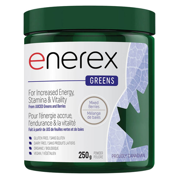 Bottle of Enerex Greens Mixed Berries 250 Grams