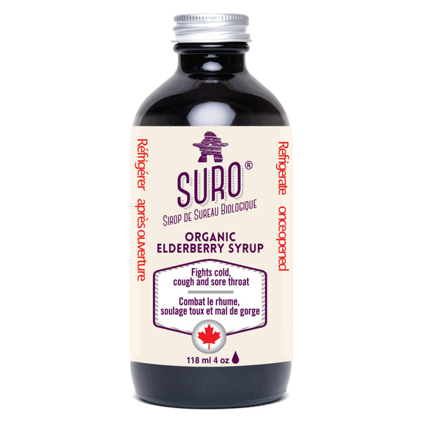 Bottle of Suro Organic Elderberry Syrup 118 Milliliters